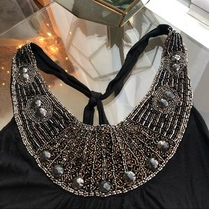 Black Beaded-Neck Tank